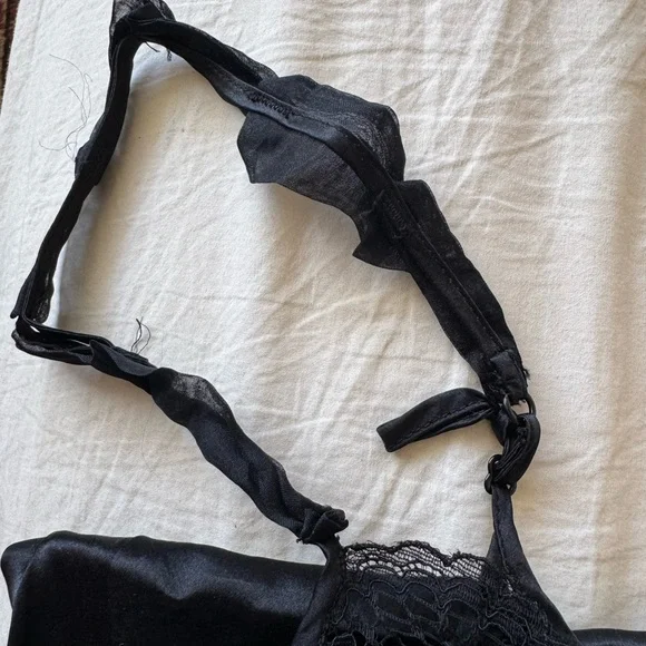 La Perla Black Silk Satin Chemise with Lace Detailing - Picture 5 of 9